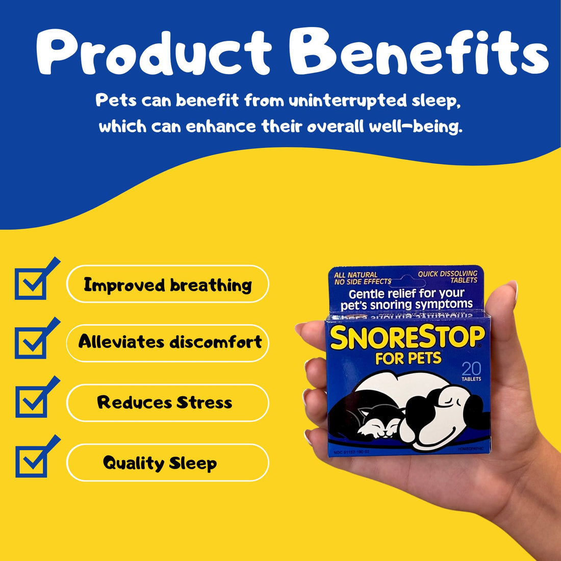 SnoreStop® for Pets Natural Anti-Snoring Tablets