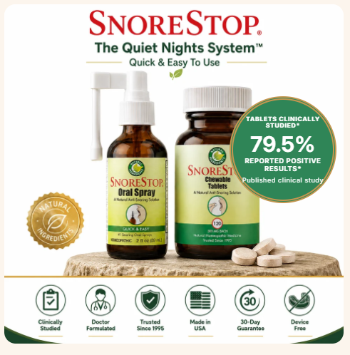 SnoreStop Chewable Tablets and Oral Spray in the Quiet Nights System